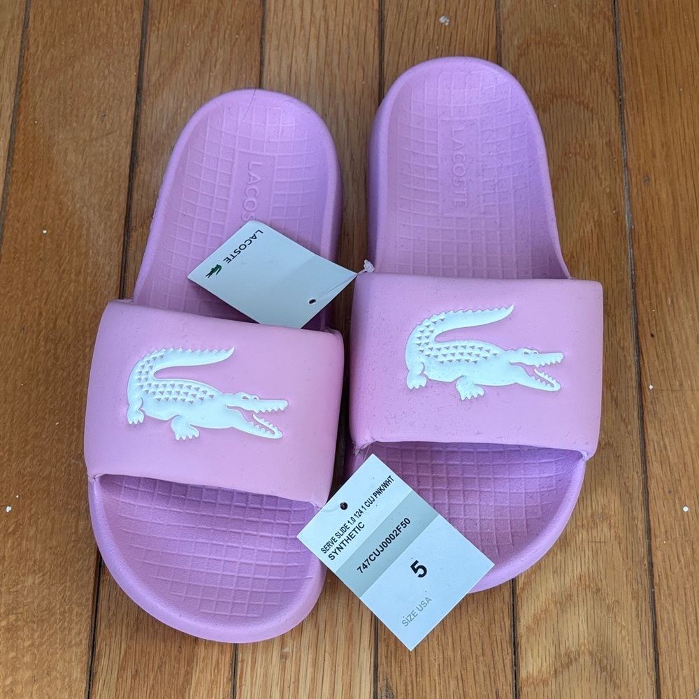 NEWLacoste Light Pink Slide Sandals